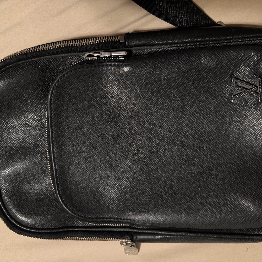 Louis Vuitton Black Textured Leather Belt Bag